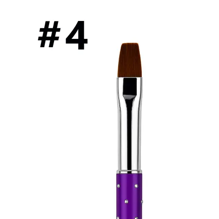 Pędzelek do żelu składany z cyrkoniami #4 – fioletowy | NILO Perfect Nails